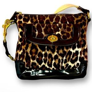 COACH Park Ocelot RARE Crossbody Leopard Print & Patent Leather
